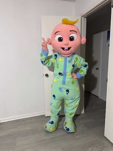 Cocomelon JJ mascot character for birthday parties in Chicago